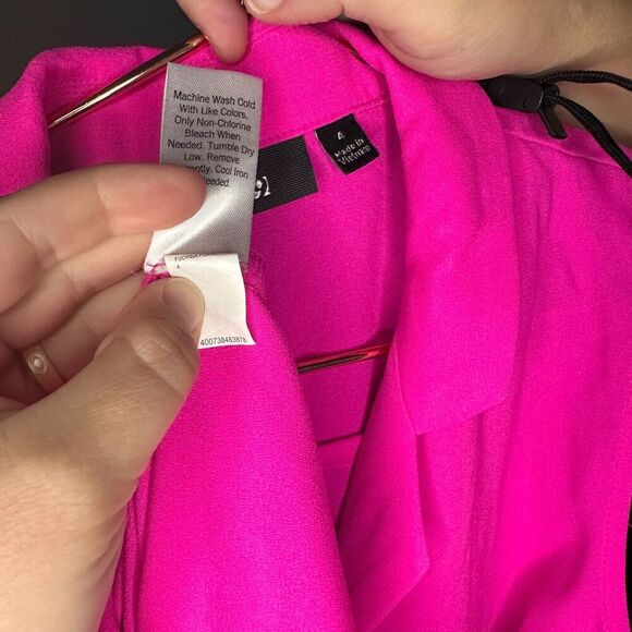 Apt. 9 Shirt Dress Button Up Size 4 Tie Notched CollardLapel Sleeveless HotPink - Picture 8 of 8